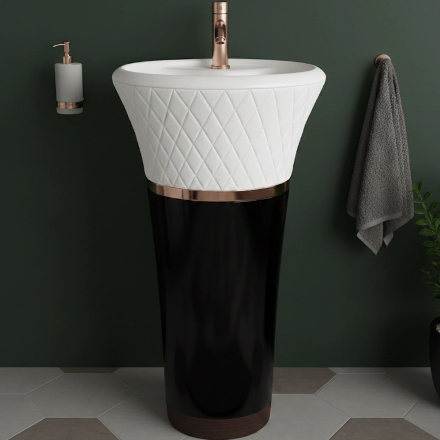 Aurela Freestanding Pedestal Basin | Artificial Stone Bathroom Sink | 18" × 18" × 35"