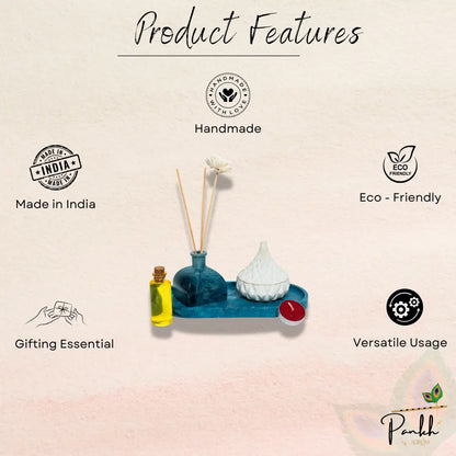 Velorá Luxe Set (Vasa Reed Diffuser, Trinkles Tea-Light Candle with Etagere Engraved Tray)