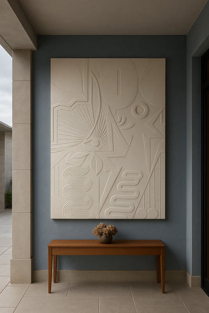 Avure Premium Designer Wall Mural Art | 6ft x 4ft Engineered Stone Panel | Handcrafted Abstract Design for Entryway, Foyer & Living Room | Statement Wall Décor |