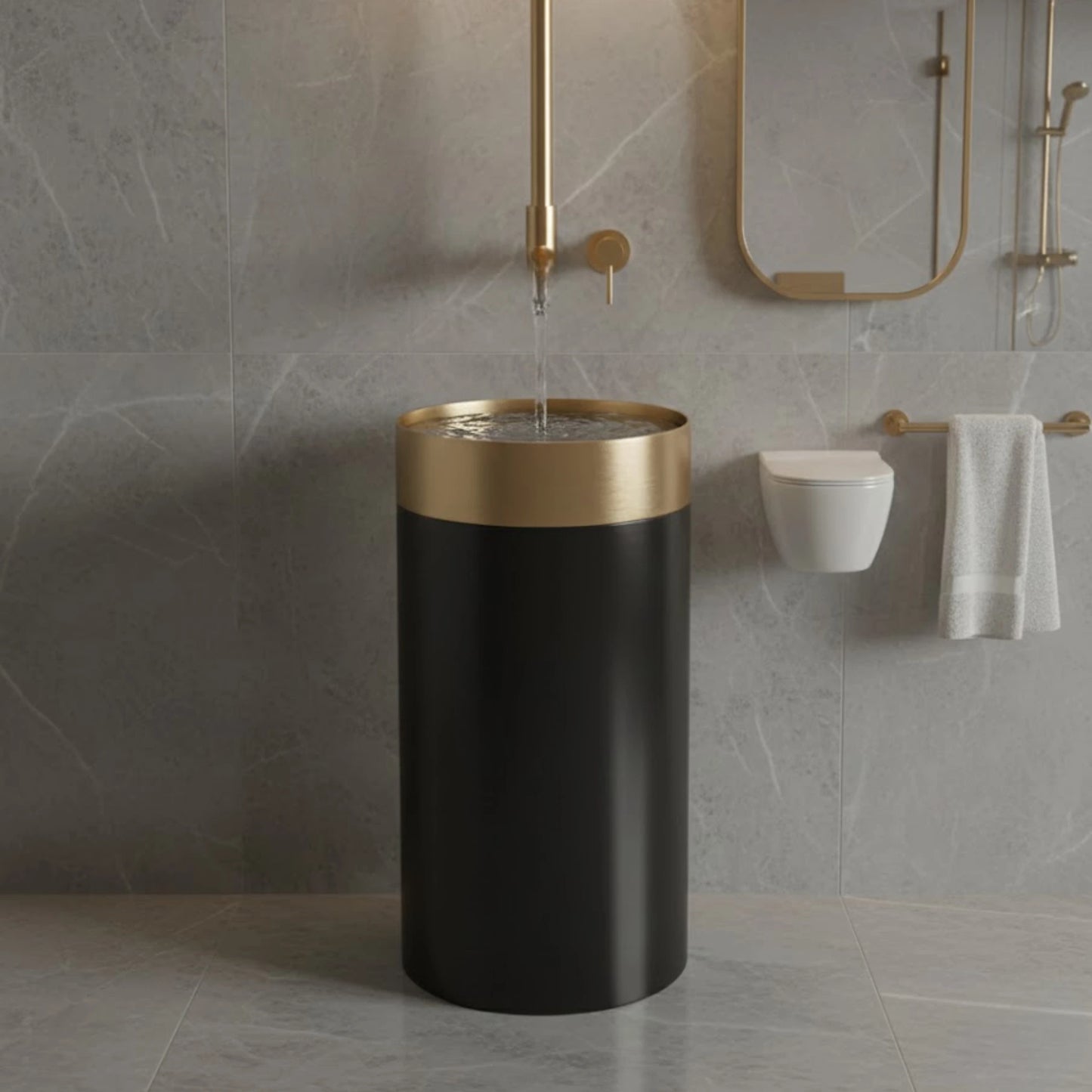Elior Freestanding Pedestal Basin | Matte Finish Bathroom Sink | 16" × 16" × 33"