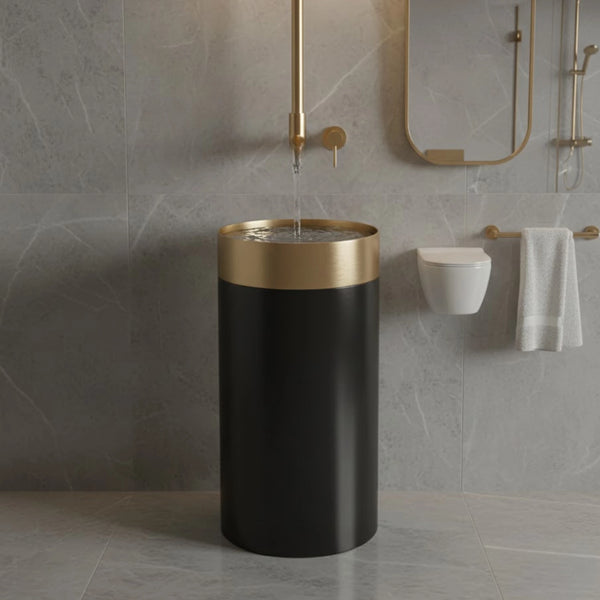 Elior Freestanding Pedestal Basin | Matte Finish Bathroom Sink | 16" × 16" × 33"