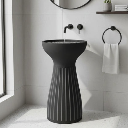 Orielle freestanding Pedestal Basin | Artificial Stone Bathroom Sink | 16" × 16" × 34"