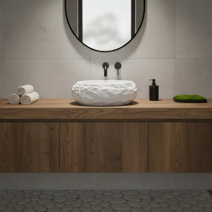 Tressa  Countertop Basin | Artificial Stone Bathroom Sink | 19" × 13"