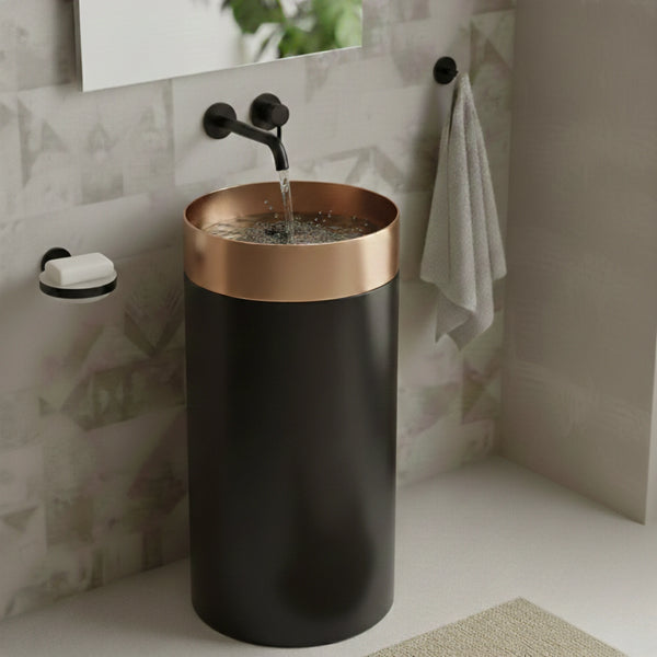 Elior Freestanding Pedestal Basin | Matte Finish Bathroom Sink | 16" × 16" × 33"