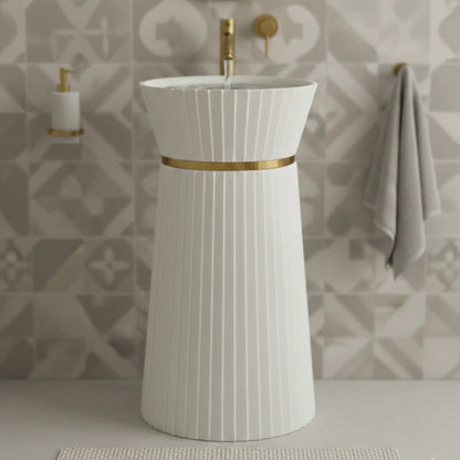 Orila Freestanding Pedestal Basin | Artificial Stone Bathroom Sink  | 18" × 18" × 34"