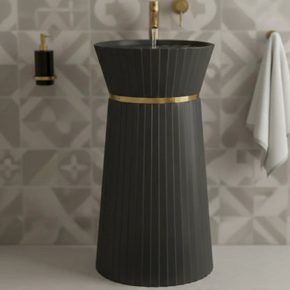 Orila Freestanding Pedestal Basin | Artificial Stone Bathroom Sink  | 18" × 18" × 34"