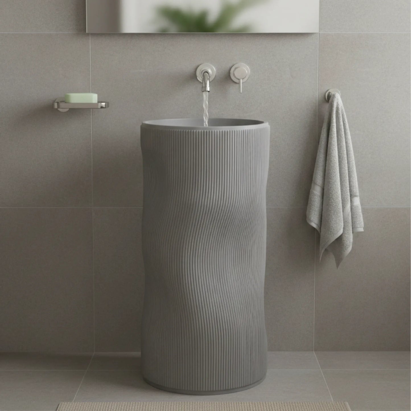 Verila Freestanding Pedestal Basin | Modern Ceramic Wash Basin | 16" × 16" × 34"