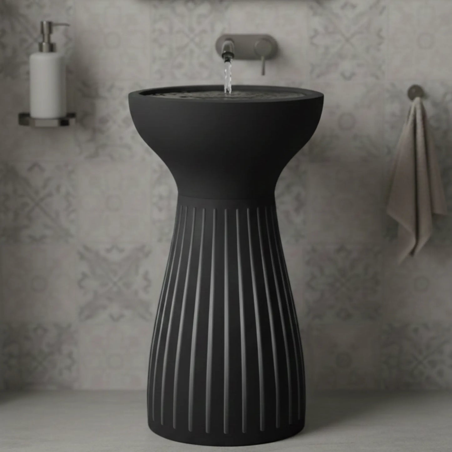 Orielle freestanding Pedestal Basin | Artificial Stone Bathroom Sink | 16" × 16" × 34"