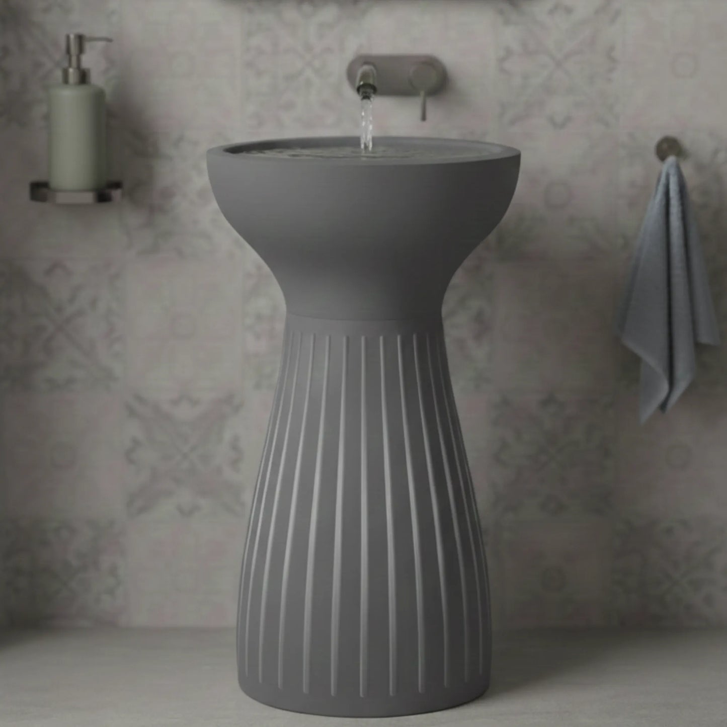 Orielle freestanding Pedestal Basin | Artificial Stone Bathroom Sink | 16" × 16" × 34"