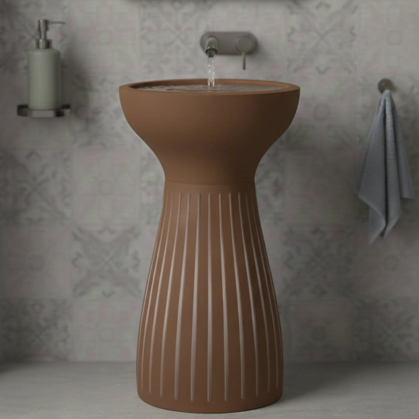 Orielle freestanding Pedestal Basin | Artificial Stone Bathroom Sink | 16" × 16" × 34"