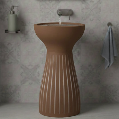 Orielle freestanding Pedestal Basin | Artificial Stone Bathroom Sink | 16" × 16" × 34"