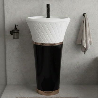 Aurela Freestanding Pedestal Basin | Artificial Stone Bathroom Sink | 18" × 18" × 35"