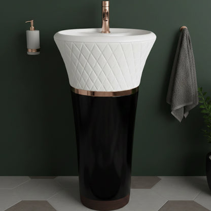 Aurela Freestanding Pedestal Basin | Artificial Stone Bathroom Sink | 18" × 18" × 35"