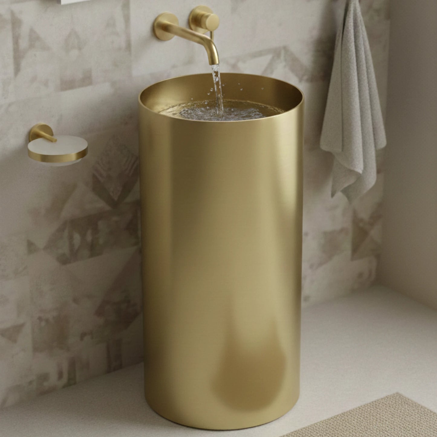 Elira Freestanding Pedestal Basin | Matte Finish Wash Basin | 16" × 16" × 33"