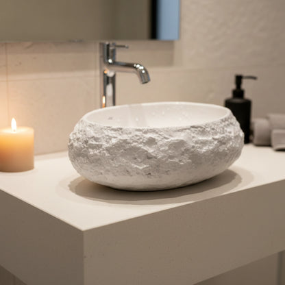Tressa  Countertop Basin | Artificial Stone Bathroom Sink | 19" × 13"
