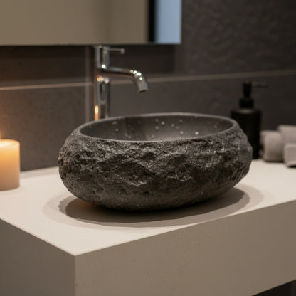 Tressa  Countertop Basin | Artificial Stone Bathroom Sink | 19" × 13"