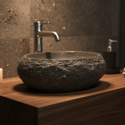Tressa  Countertop Basin | Artificial Stone Bathroom Sink | 19" × 13"
