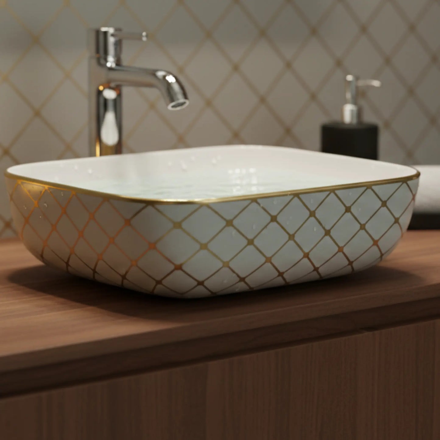Vespera Countertop Basin | Ceramic  Bathroom Sink | 14" × 14"