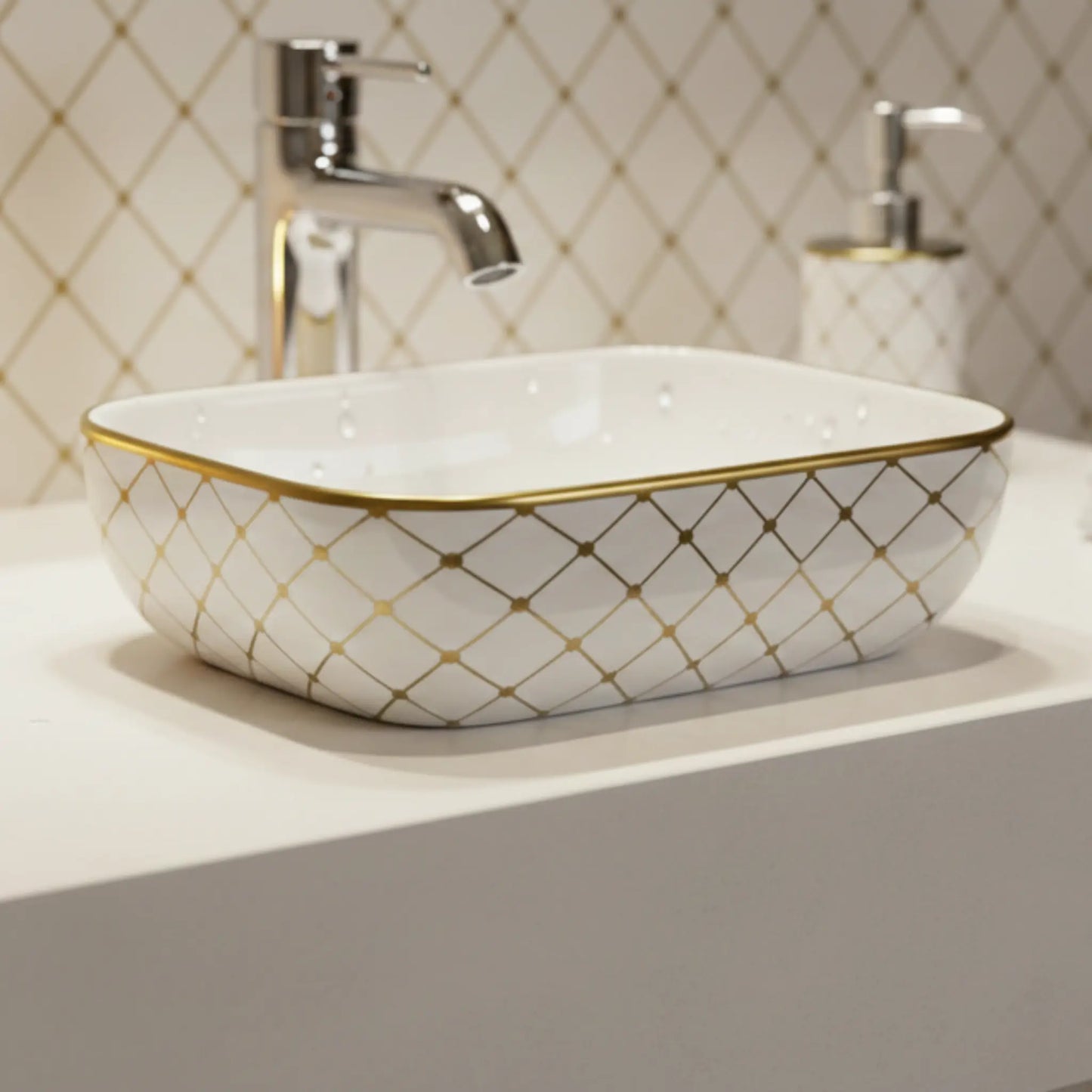 Vespera Countertop Basin | Ceramic  Bathroom Sink | 14" × 14"