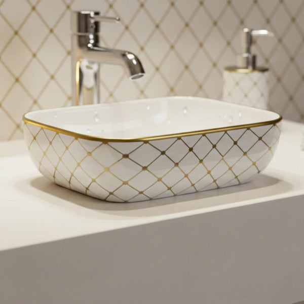 Vespera Countertop Basin | Ceramic  Bathroom Sink | 14" × 14"