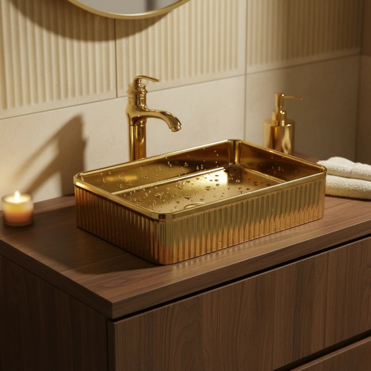 Dahlia  Countertop Basin | Metallic Bathroom sink | 20" x 14"