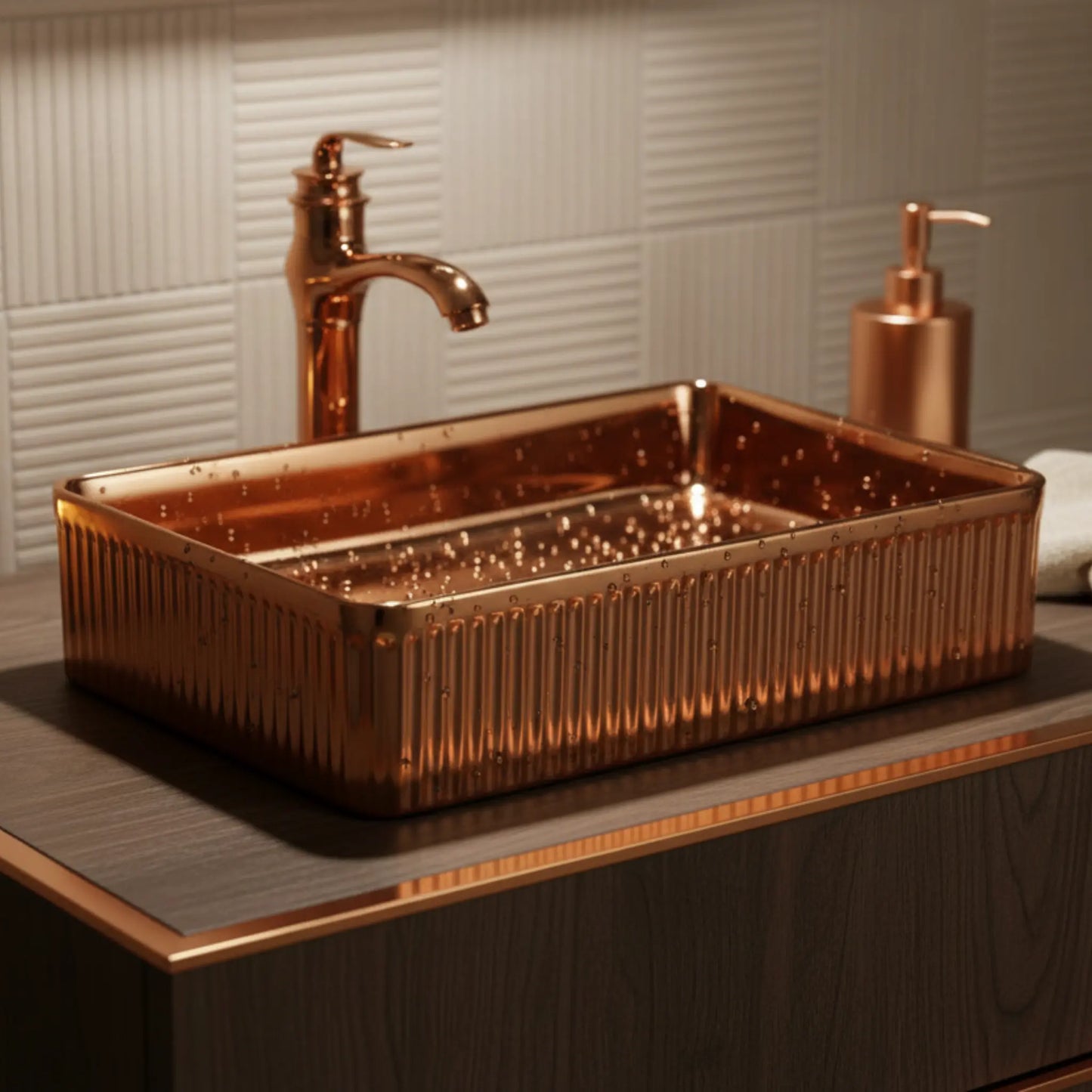 Dahlia  Countertop Basin | Metallic Bathroom sink | 20" x 14"
