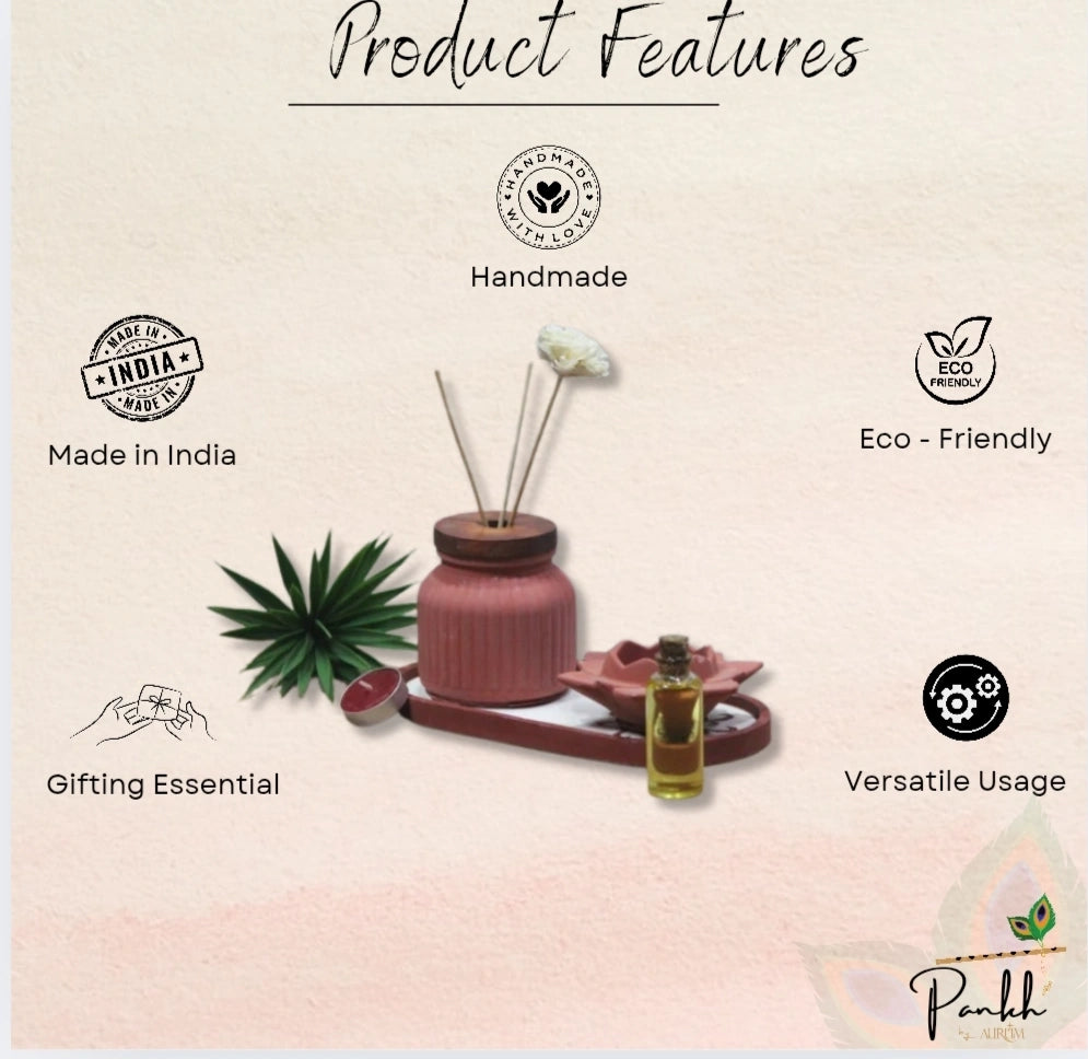 Mudrà Terra Set (Sahasyà Reed Diffuser, Sujà Candle with Etagere Engraved Tray)