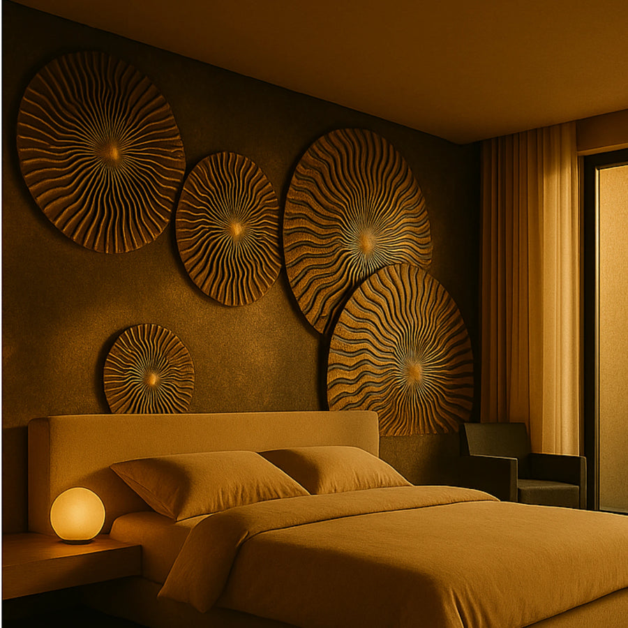 Orbis Artistic Mural Wall Art | 8ft x 4ft Engineered Stone Panel | Handcrafted Abstract Design for Entryway, Foyer & Living Room | Statement Wall Décor |