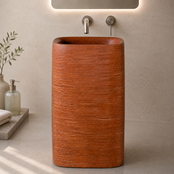 Elina Pedestal Basin (Textured Orange) | Premium Pedestal Basins