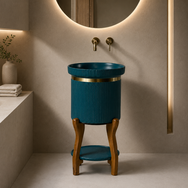 Heron Pedestal Basin (Ocean Blue) | Premium Pedestal Basins